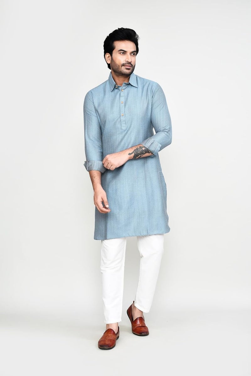 POLY2FAB Hathkargha Men's Traditional Kurta Pajama Set - Solid Pattern Ethnic Wear with Full Sleeves & Buttoned Neck - Image 4